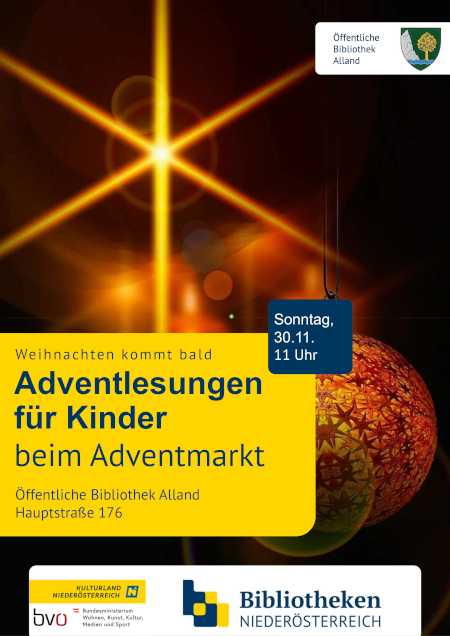 Plakat: Lesung Advent Bibliothek Alland