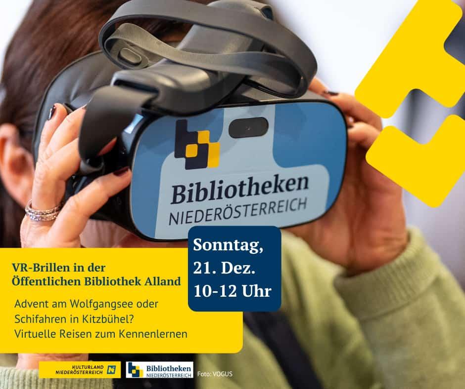Flyer Veranstaltung: VR-Brille in der Bibliothek Alland