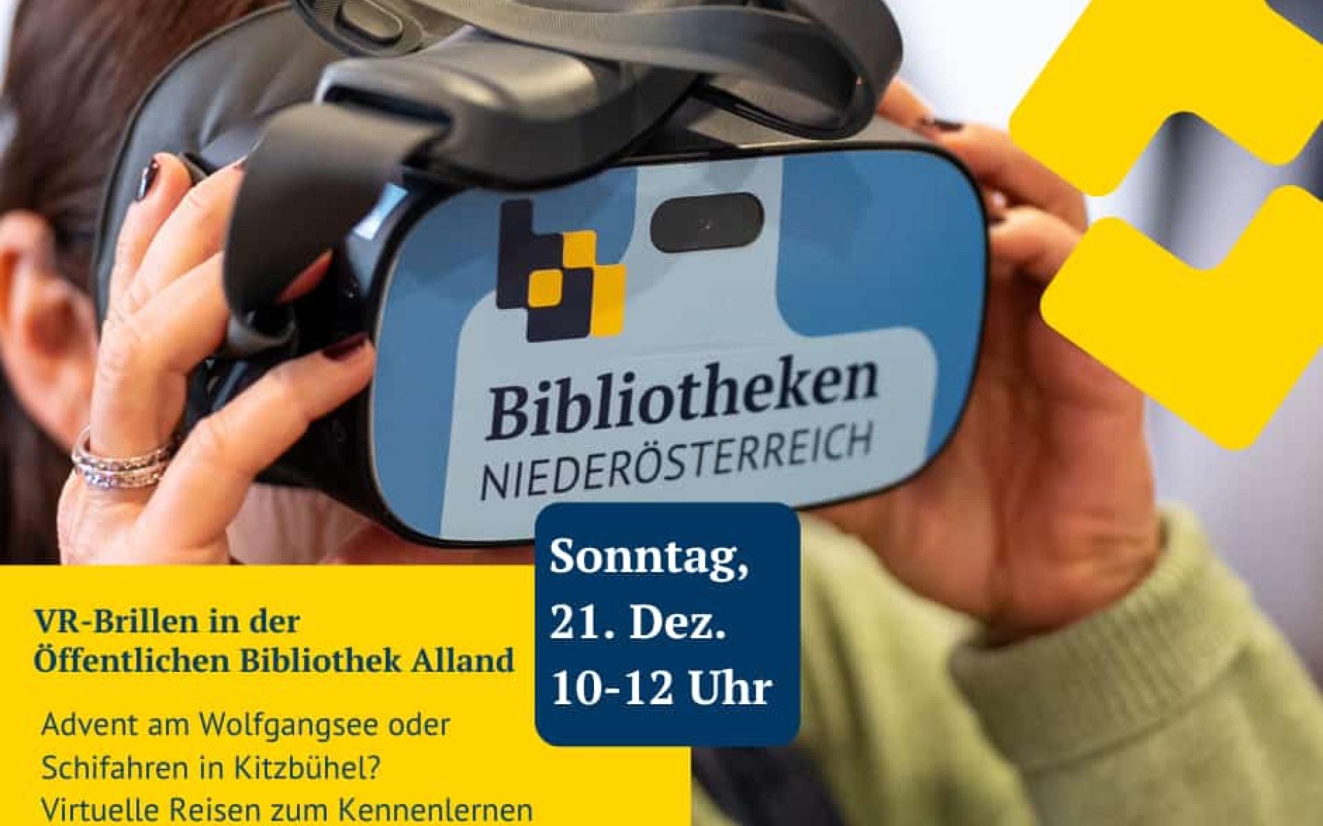 Flyer Veranstaltung: VR-Brille in der Bibliothek Alland