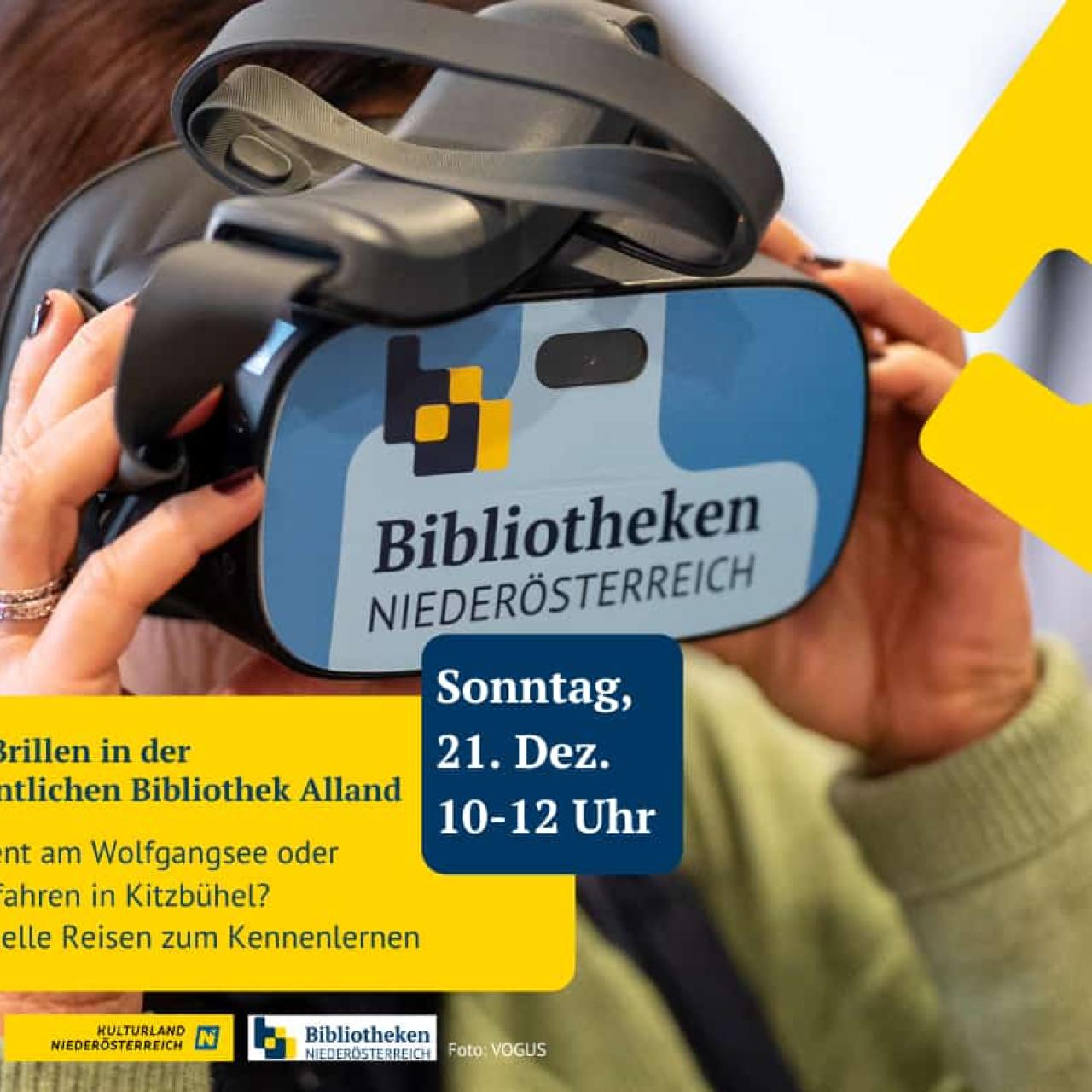 Flyer Veranstaltung: VR-Brille in der Bibliothek Alland